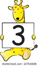 Giraffe holding the numbers of the cards