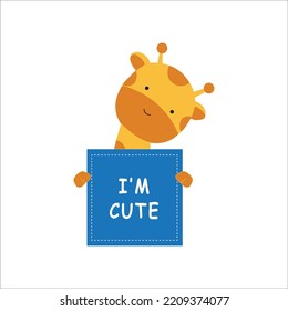 Giraffe holding text vector illustration set