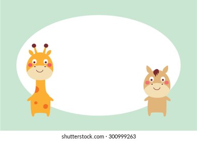 giraffe and horse friend card