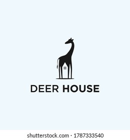Giraffe House Logo Vector Silhouette Icon