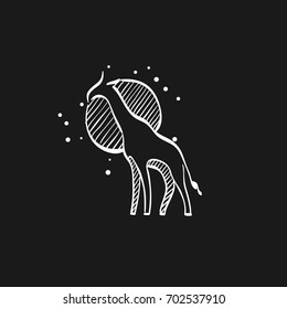 Giraffe icon in doodle sketch lines. Animal mammal herbivore Africa savanna tall