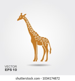 Giraffe icon in flat style. Flat vector illustration