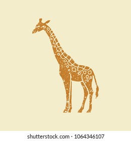 Giraffe icon in flat style. Flat vector illustration in grunge style