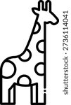 Giraffe Icon, Outline Style Vector Illustration