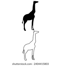 giraffe icon set of two animal icon vector
