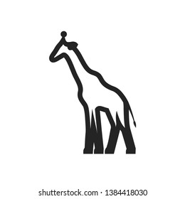 Giraffe icon in thick outline style. Black and white monochrome vector illustration.