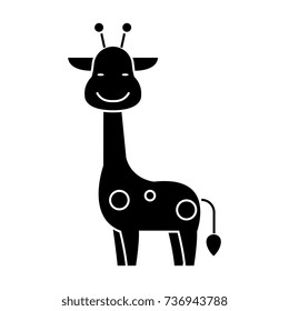 giraffe icon, vector illustration, black sign on isolated background