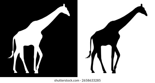Vector del icono de la jirafa, icono de la silueta