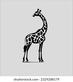 Giraffe icon vector silhouette, giraffe animal logo illustration design