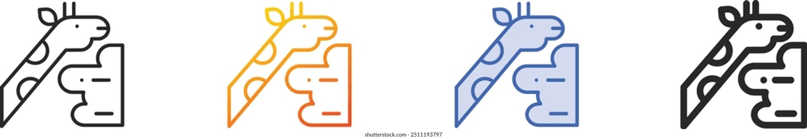 giraffe icon.Thin Linear, Gradient, Blue Stroke and bold Style Design Isolated On White Background