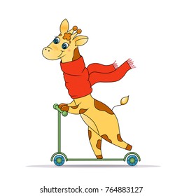 Giraffe, illustration for children. Design element for baby shower card, scrapbooking,print, children goods and childish accessories. Isolated on white background. Vector illustration.