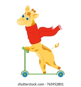 Giraffe, illustration for children. Design element for baby shower card, scrapbooking,print, children goods and childish accessories. Isolated on white background. Vector illustration.
