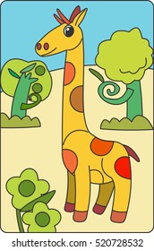 giraffe illustration for children. full color