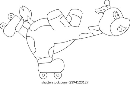 Giraffe Inline skating Roller skates Sports Animal Vector Graphic Art Illustration