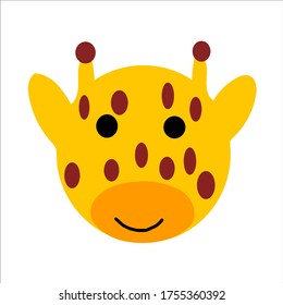 Giraffe, isolated animal, simple flat vector illustration, mammal with smile