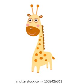 Giraffe isolated flat cartoon character vector illustration.