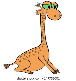 Giraffe isolated on white background. Hand drawing cartoon vector illustration