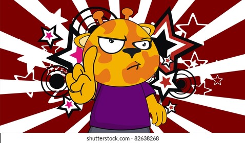 giraffe kid cartoon background in vector format