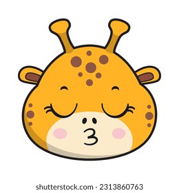 Giraffe Kissing Face Sticker Emoticon Head Isolated