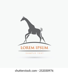 Giraffe label - vector illustration