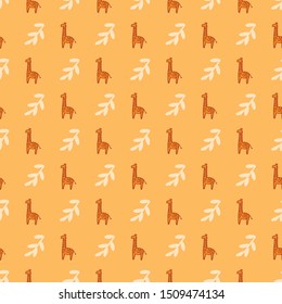 giraffe leaves seamless repeat background. Perfect for kids and textile design.