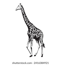 Giraffe Line Art for drawing black and white hand drawing