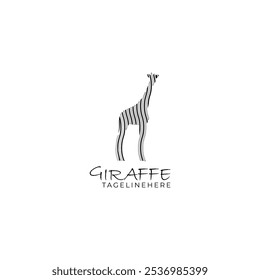 Giraffe Line Art Logo Design Template Stunning tall mammal mascot concept
