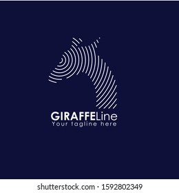 Giraffe line art logo vector design template. Animal Technology Logo Element