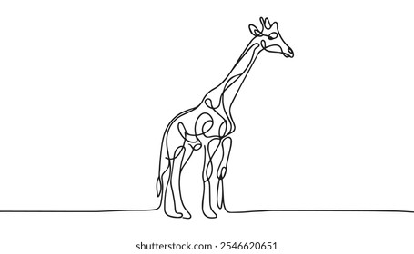 giraffe line art vector illustration