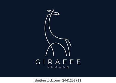 Giraffe line art vector logo design