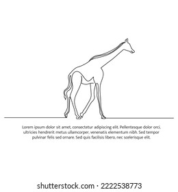 Giraffe line design. Wildlife decorative elements drawn with one continuous line. Vector illustration of minimalist style on white background.