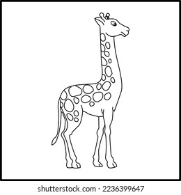 Giraffe line drawing icon. line drawing animal. Giraffe one line hand drawn suitable for coloring book