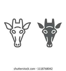 Giraffe line and glyph icon, animal and zoo, mammal sign vector graphics, a linear pattern on a white background, eps 10.