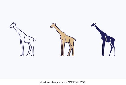 Giraffe line and glyph icon, vector illustration