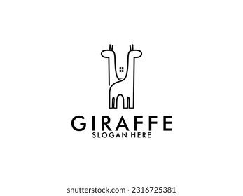 Línea Giraffe con la plantilla vectorial del logotipo del hogar