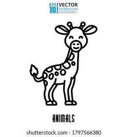 Giraffe line icon, outline vector sign. Animal concept. Eps 10 vector illustration.