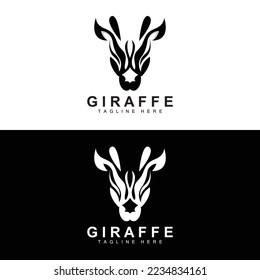 Giraffe Logo Design, Giraffe Head Vector Silhouette, High Neck Animal, Zoo, Tattoo Illustration, Product Brand
