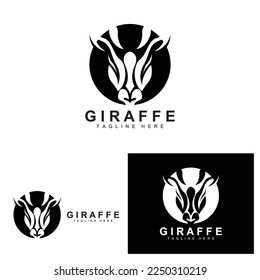 Giraffe Logo Design, Giraffe Head Vector Silhouette, High Neck Animal, Zoo, Tattoo Illustration, Product Brand