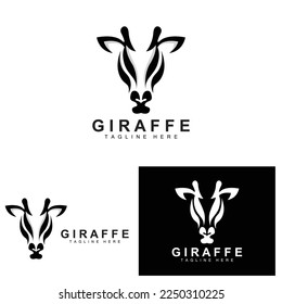 Giraffe Logo Design, Giraffe Head Vector Silhouette, High Neck Animal, Zoo, Tattoo Illustration, Product Brand