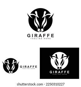Giraffe Logo Design, Giraffe Head Vector Silhouette, High Neck Animal, Zoo, Tattoo Illustration, Product Brand