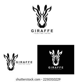 Giraffe Logo Design, Giraffe Head Vector Silhouette, High Neck Animal, Zoo, Tattoo Illustration, Product Brand