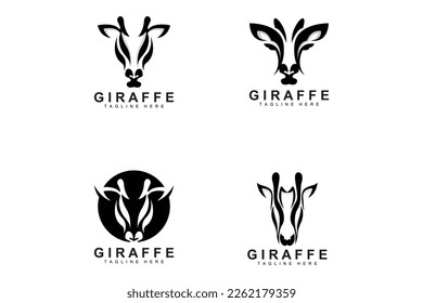 Giraffe Logo Design, Giraffe Head Vector Silhouette, High Neck Animal, Zoo, Tattoo Illustration, Product Brand