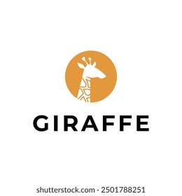 giraffe logo design silhouette style with label circle