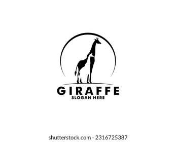 Giraffe-Logo-Vektorgrafik, Giraffe-Silhouette-Logo-Designvorlage