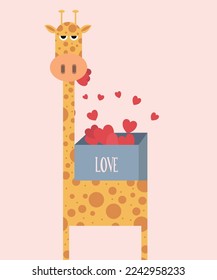 Giraffe with Love Box and Heart Card