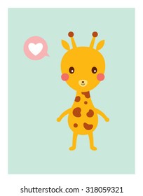giraffe love card vector