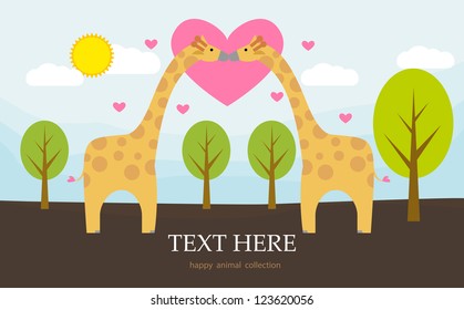 giraffe in love , happy animal collection