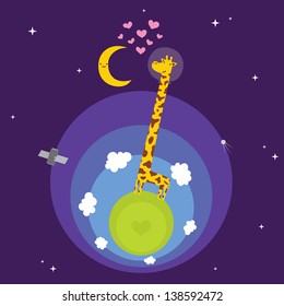 Giraffe in love vector illustration