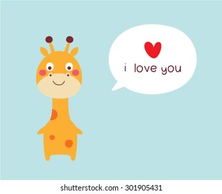 giraffe i love you card