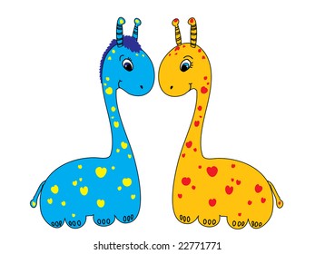 Giraffe loving pair